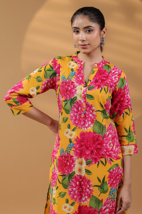 Women Floral Printed Handloom Kurta